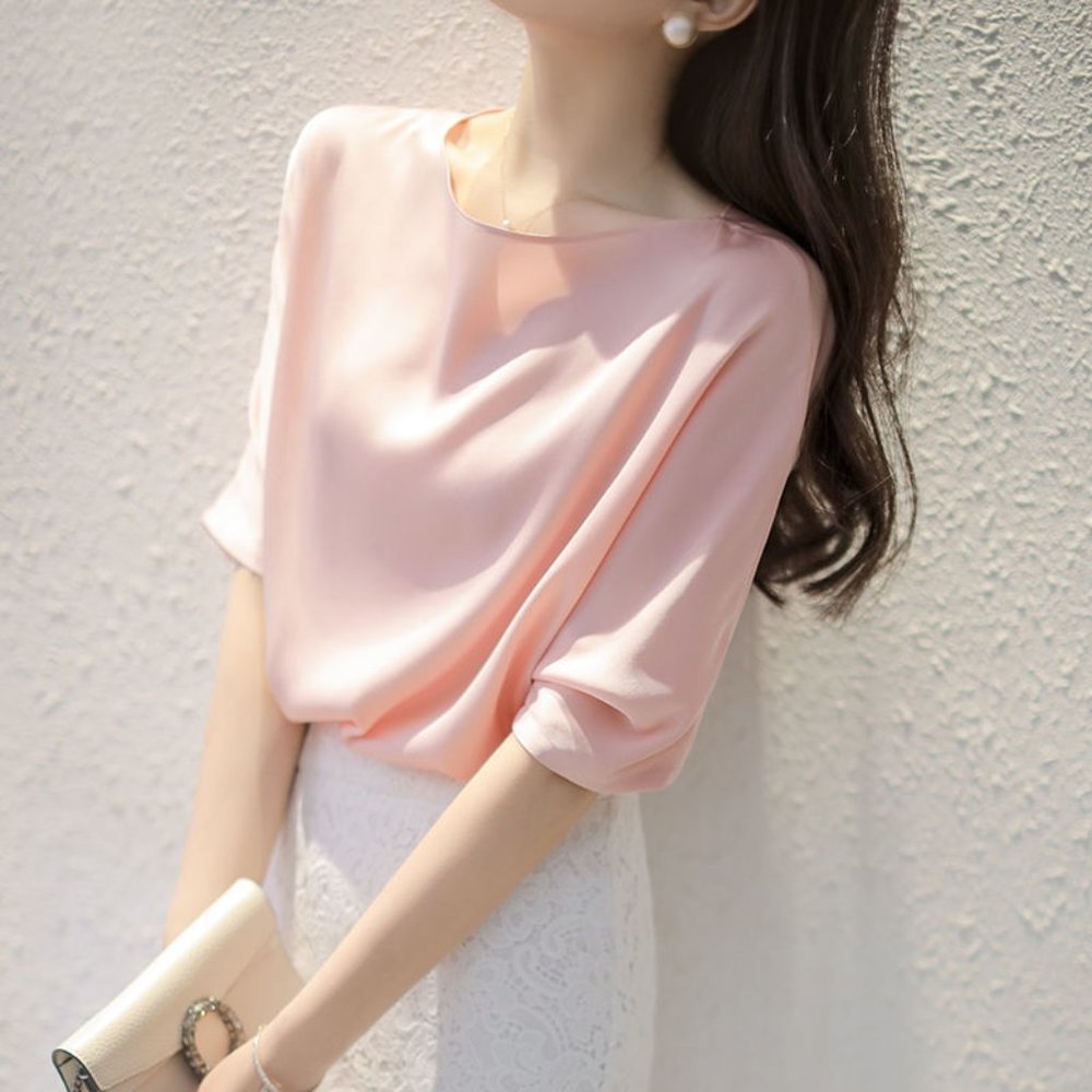 Women Blouses Satin Shirt and Blouse Office Lady B